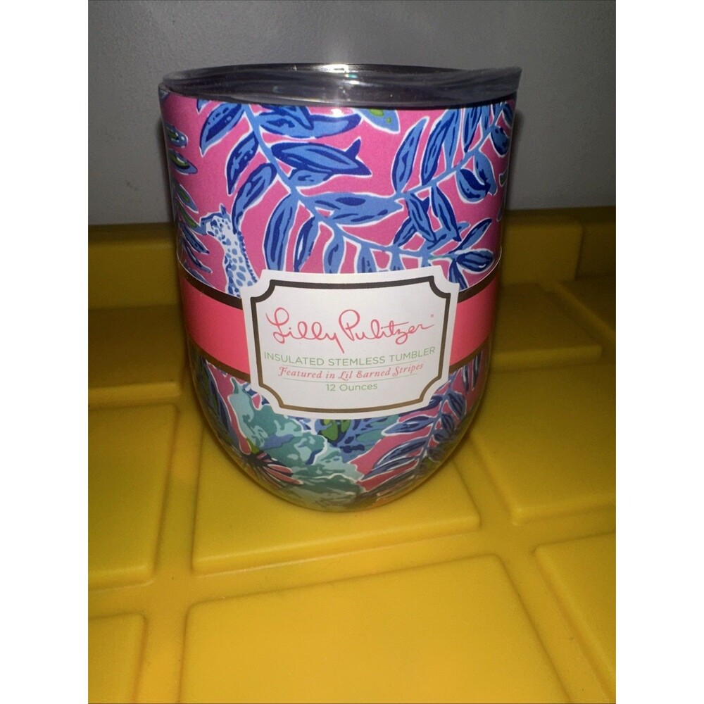 Lilly Pulitzer Insulated Stemless Tumbler w/ Lid Lil Earned Stripes NWT